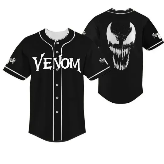 Venom Horror Black White Baseball Jersey Gift Shirt On Baseball Fans Shirt
