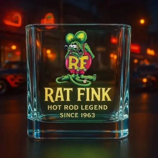 [No box] Rat Fink Hot Rod Legend, Since 1963 Printed Whiskey Glass