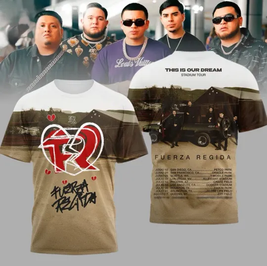 Discover Fuerza Regida Pero No Te Enamores 2026 Stadium Tour T-Shirt 3D