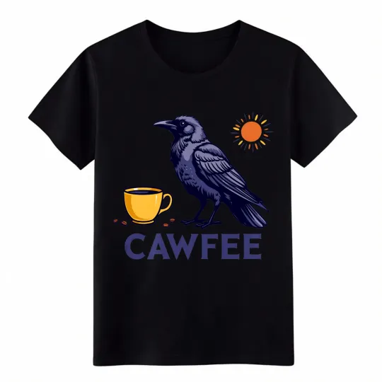 Discover Cawfee Crow T-Shirt Retro Dark Academia Coffee Lover Graphic Tee