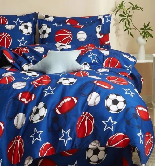 Discover Twin Football Basketball Bedding Set