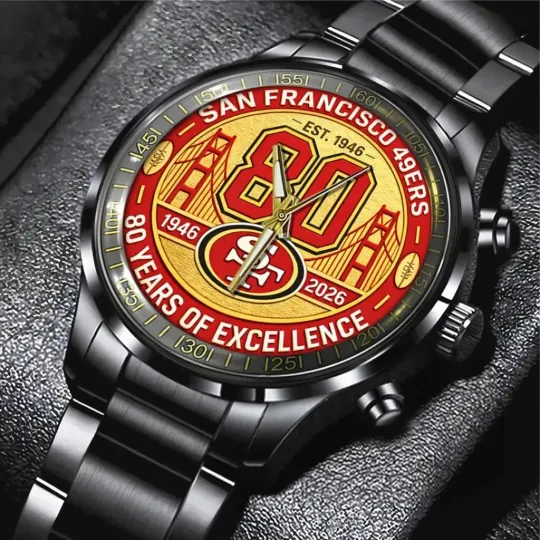 49ers 80th Anniversary 2026 Black Stainless Steel Watch