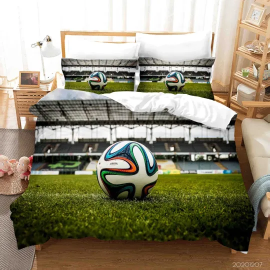 Discover 3D Football Sports Bedding Set with Pillowcases Queen Size