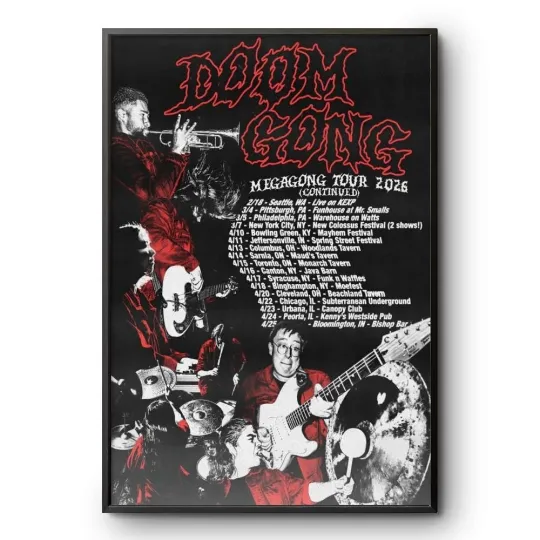 Discover Dooom Gong Poster Megagong Tour 2026 Psychedelic Rock Vertical Art Print