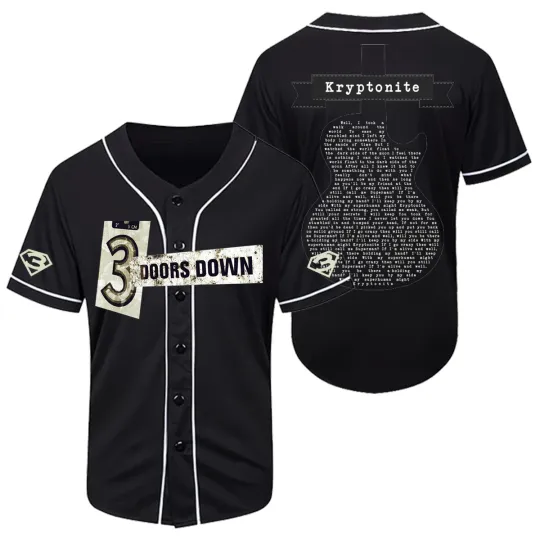 Discover 3 Doors Down Kryptonite Guitar 3D AOP Baseball Jersey Unisex