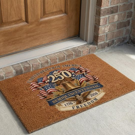 Discover USA 250th Anniversary Doormat, 1776-2026 Patriotic Welcome Mat,United States 250 Years Door Mat,Semiquincentennial Decor,4th of July Doormat