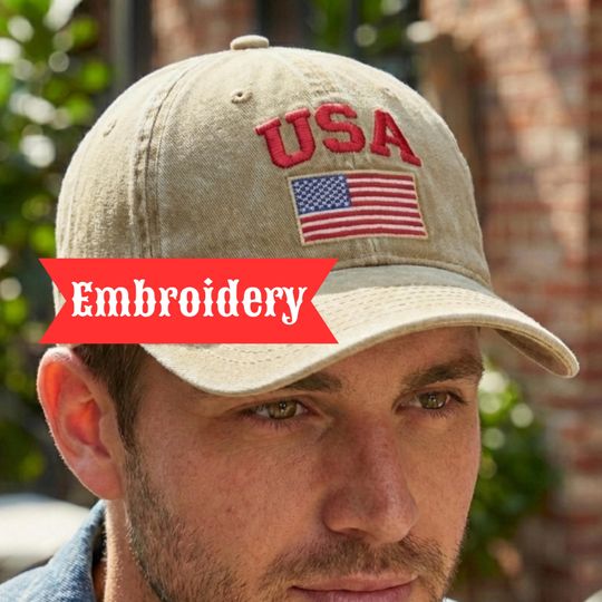 Discover USA Hat American Flag Pigment Dyed Baseball Cap Custom Thread Colors Patriotic Embroidered Hat 4th of July Gift for Men Women USA Flag Hat