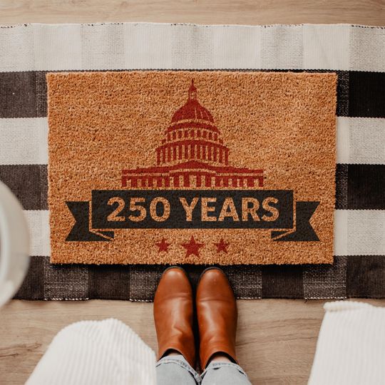 Discover 250 Years Anniversary Doormat, 1776-2026 Patriotic Decor, USA Capitol Welcome Mat, American History Gift, Independence Day Rug