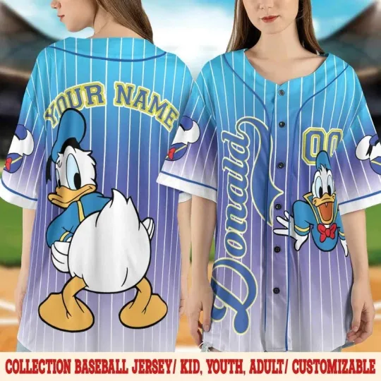 Discover Custom Donald Duck Cartoon Baseball Jersey Shirt
