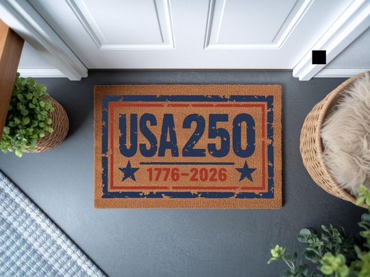USA 250 1776-2026 Doormat | Patriotic Independence Anniversary Coir Mat