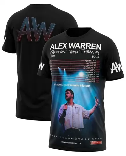 Discover Alex Warren CHEAPER THAN THERAPY TOUR 3D Shirt Gift For Fans Unisex