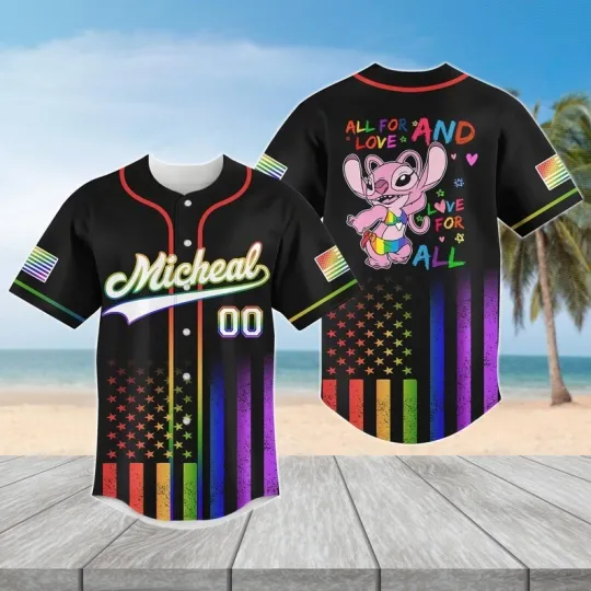 Discover Custom Angel Pride Month Baseball Jersey Shirt All For Love And Love For All