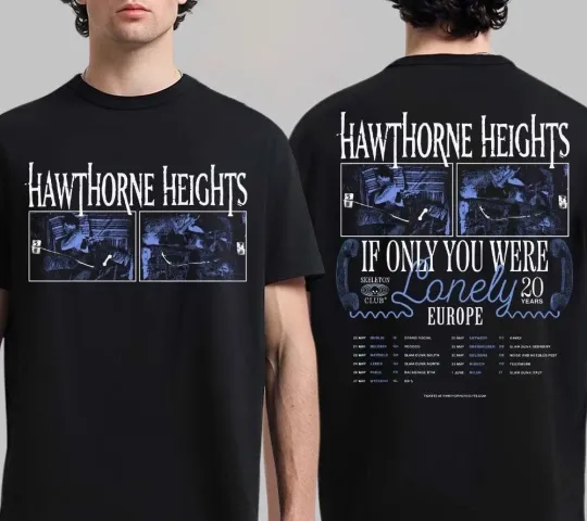 Discover Hawthorne Heights If Only You Were Lonely Europe Tour 2026 20 Years T-Shirt