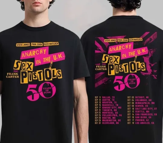 Discover sx Pistols Anarchy In The UK 50 Years Of Punk 2026 North America Tour T shirt