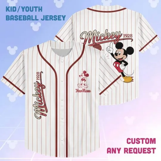 Discover Personalized Mickey Baseball Jersey Est 1928 Birthday Gift Striped Shirt