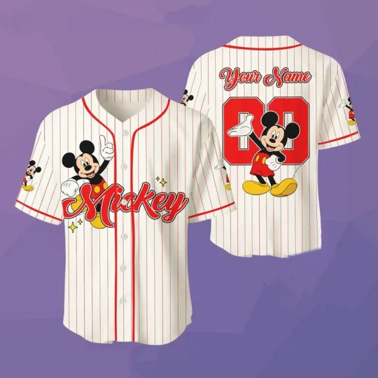 Discover Personalized Mickey Mouse Baseball Jersey Shirt for Fans