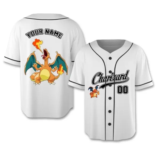 Custom Charizard PKM Baseball Jersey for Adults