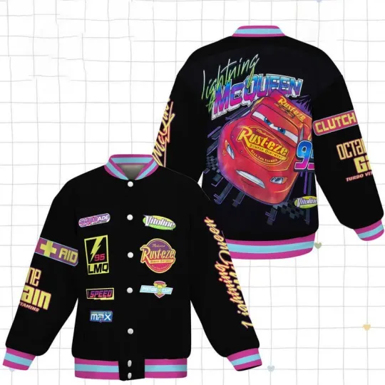 Pixar Cars Lightning McQueen Baseball Jacket for Outerwear