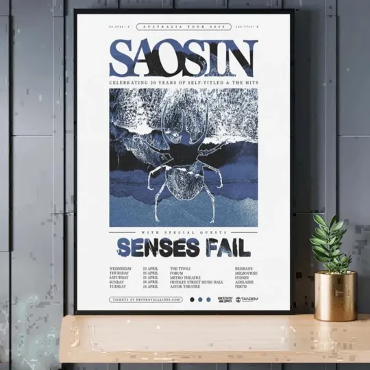 Discover Saosin Australia Tour 2026 Vertical Poster