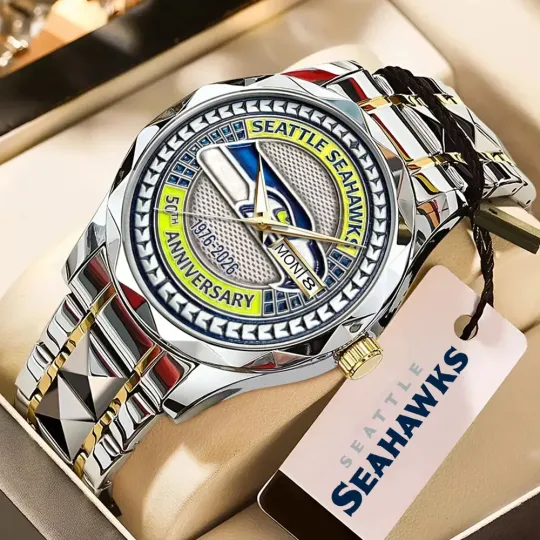 Discover Seahawks 50th Anniversary Stainless Steel Quartz Watch for Men