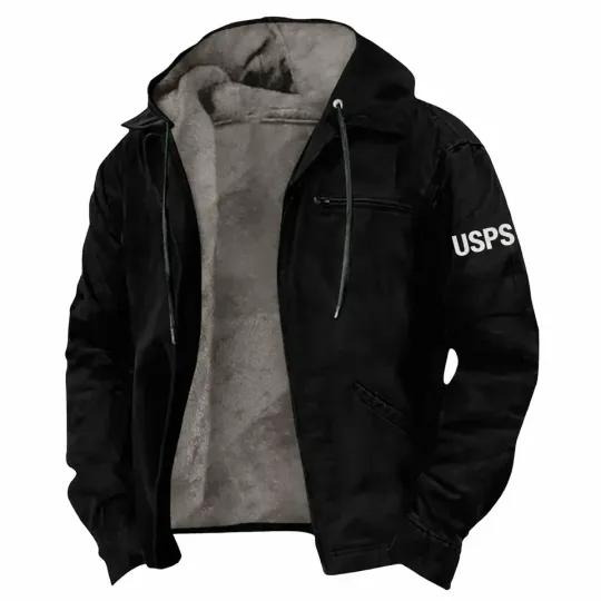 Postal Service Portal Worker Fleece-Lined Hooded Jacket