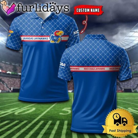 Discover Custom NCAA Kansas Jayhawks Team Logo Pattern Polo Shirt