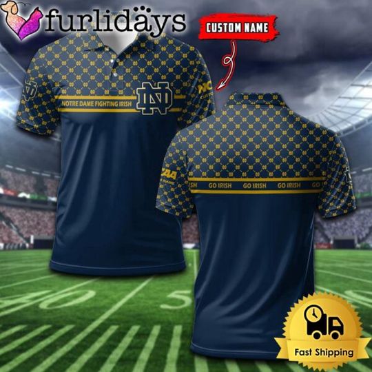 Custom NCAA ND Fighting Irish Team Logo Pattern Polo Shirt