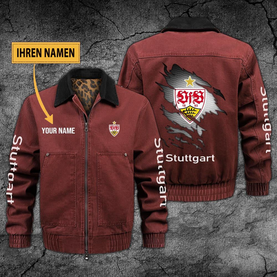 VfB Stuttgart Custom Name Collared Bomber Jackets