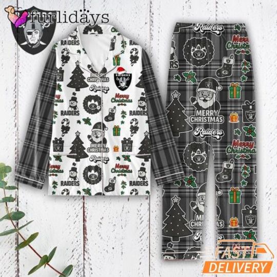 Las Vegas Raiders Tis the Season Christmas Pajamas Set
