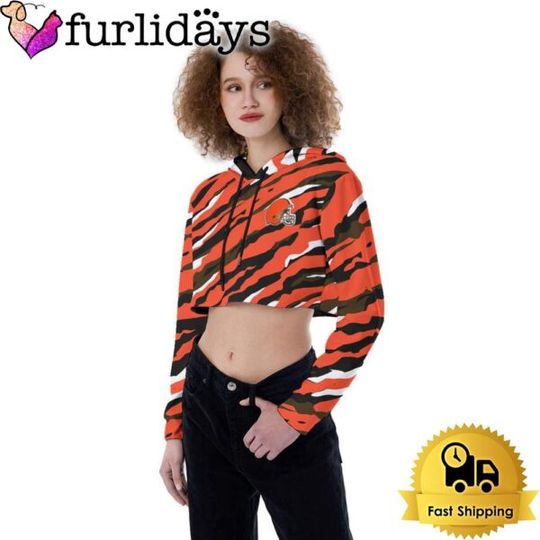 Discover Cleveland Browns Colorful Campo Patterns Crop Top Hoodie