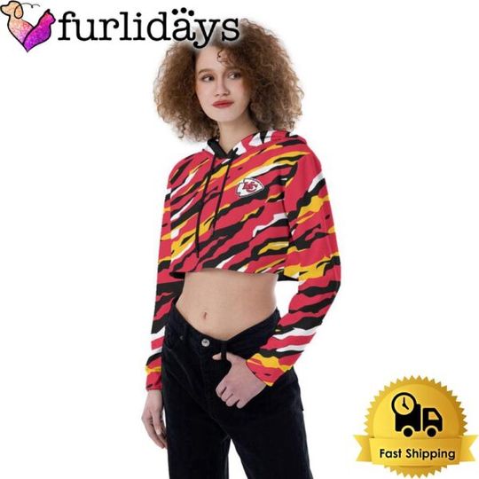 Kansas City Chiefs Colorful Campo Patterns Crop Top Hoodie