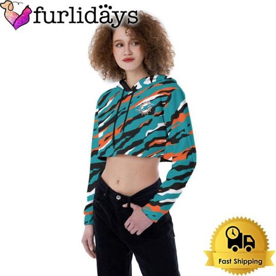 Miami Dolphins Colorful Campo Patterns Crop Top Hoodie