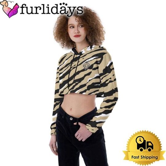 New Orleans Saints Colorful Campo Patterns Crop Top Hoodie