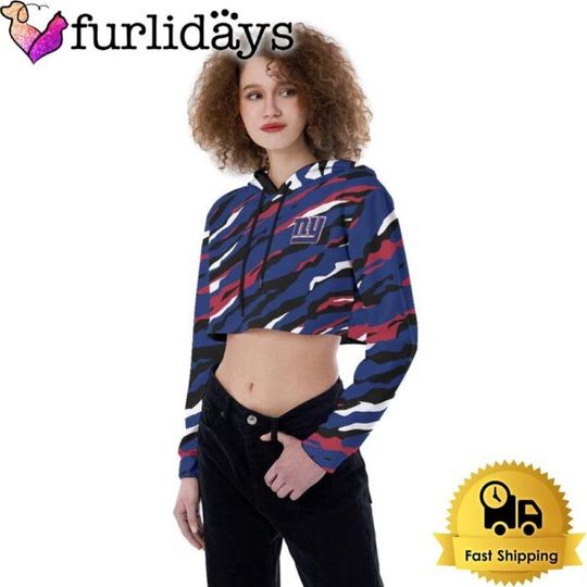 New York Giants Colorful Campo Patterns Crop Top Hoodie