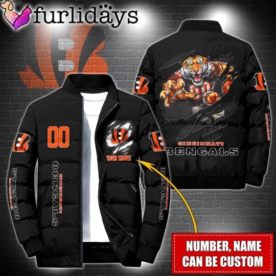 Personalized football Cincinnati Bengals Warrior Mascot Puffer Jacket