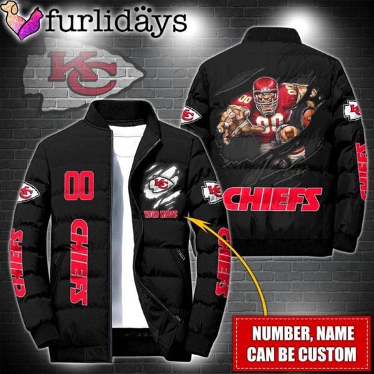 Personalized football Kansas City Chiefs Warrior Mascot Puffer Jacket