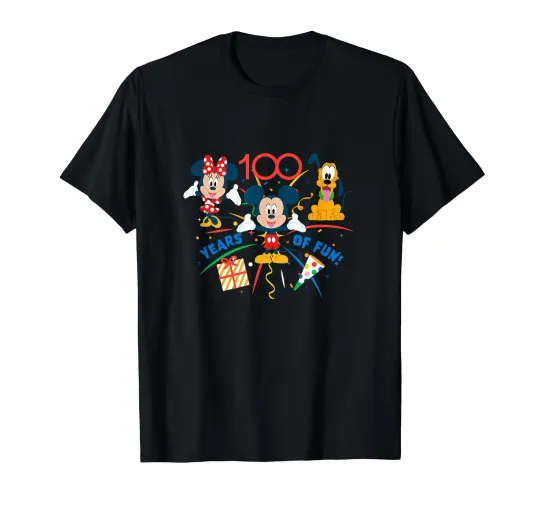 Discover Disney 100Th Anniversary Mickey Minnie Pluto 100 Years Of Fun T-Shirt_