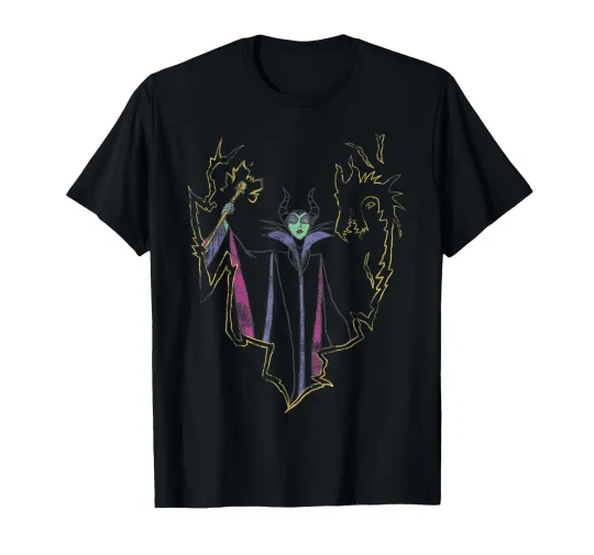 Discover Disney Maleficent Line Art Portrait T-Shirt_