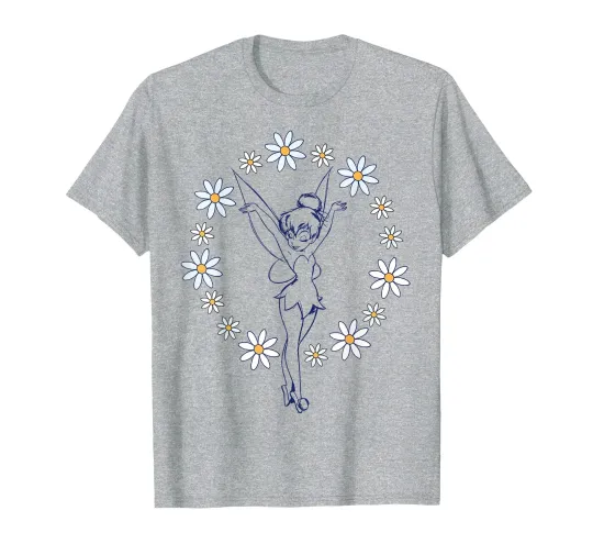Discover Disney Peter Pan Tinker Bell Spring Floral Circle T-Shirt_
