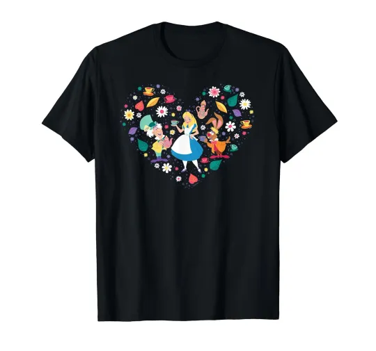 Discover Disney Alice In Wonderland Tea Party Heart Valentine'S Day T-Shirt_
