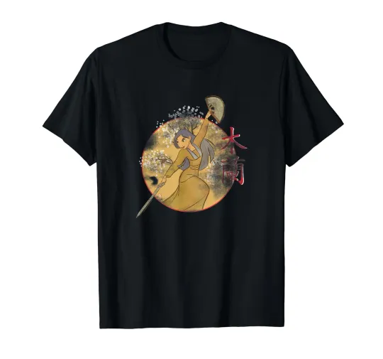 Discover Disney Mulan Mulan Sword Dance Fan Circle Flower T-Shirt_