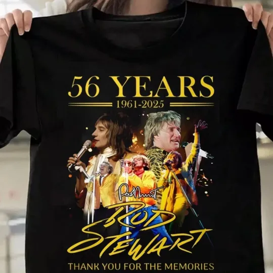 Discover Classic Rod Stewart 56 Years 1969-2025 Cotton Unisex T-Shirt