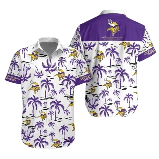 Discover Minnesota Football Team Vikingss Hawaiian Button Down Shirt