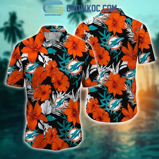 Discover Miami Football Team Dolphinss Hawaiian Button Down Shirt