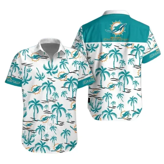 Discover Miami Football Team Dolphinss Hawaiian Button Down Shirt