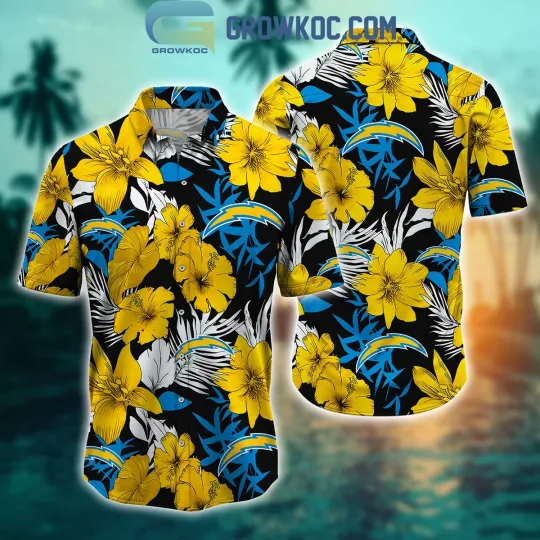 Discover Los Angeles Football Team Chargerss Hawaiian Button Down Shirt