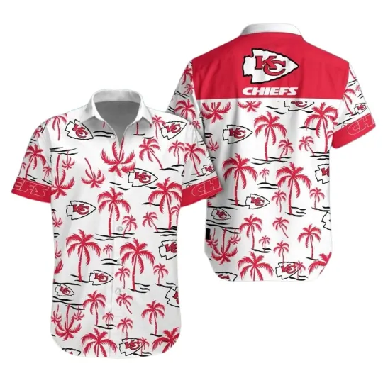 Kansas City Football Team Chiefs Hawaiian Button Down Shirt