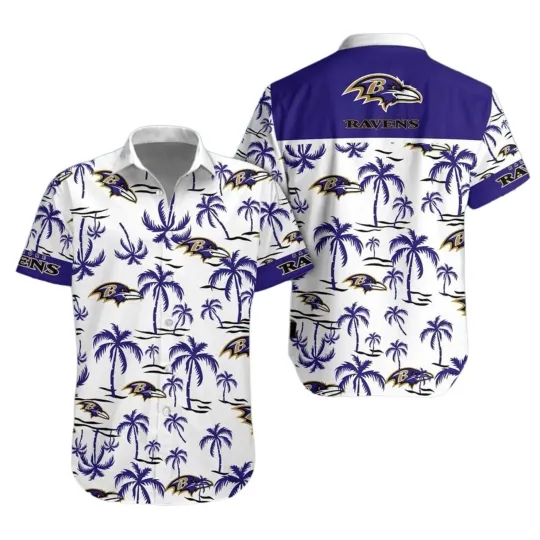 Discover Baltimore Football Team Ravenss Hawaiian Button Down Shirt