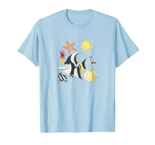 Discover Disney Pixar Finding Nemo Aquarium Gang Group Shot Logo T-Shirt_