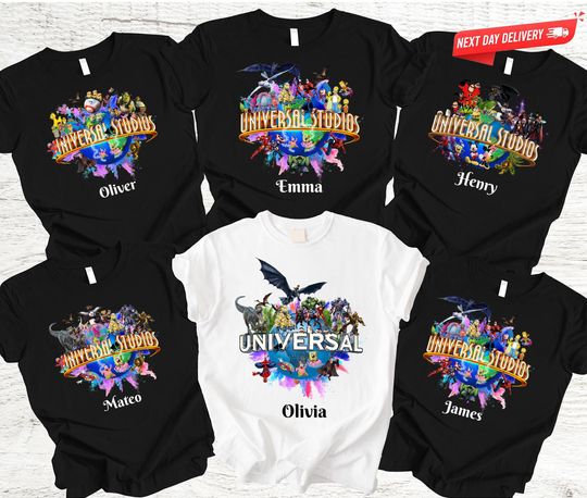 Universal Studios Shirt, Personalized Name Family Trip Matching Tee Set